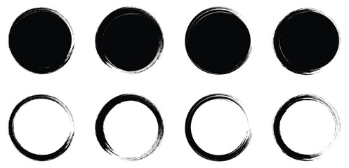 Black Circle Brush Strokes &ndash; Grunge Ink Round Shapes Collection