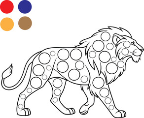  The lions body is covered in circles