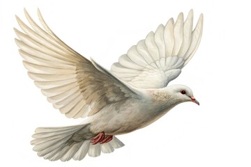 Fototapeta premium Dove flying isolated on white background