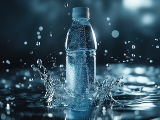 Water bottle splash action photography