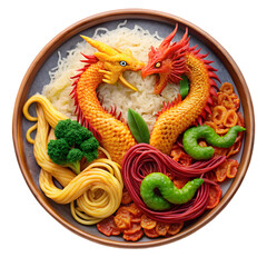 Fototapeta premium Classic Dragon Phoenix Delight Presentation