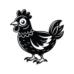 Obraz premium Cute chicken cartoon character silhouette isolated on white background