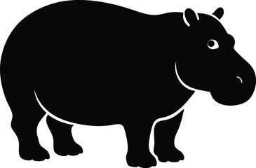 Hippopotamus icon black silhouette vector illustration on transparent background
