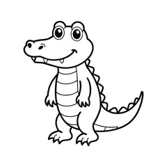 Cute crocodile with large eyes silhouette isolated on white background