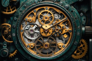 Intricate Clockwork Mechanism Detail.