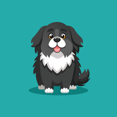 Obraz premium Cute dog character with brown and black fur vector illustration isolated on green background