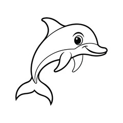 Fototapeta premium Cute dolphin character illustration silhouette isolated on white background