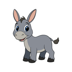 Naklejka premium Cute donkey character with a playful attitude vector illustration isolated on white background