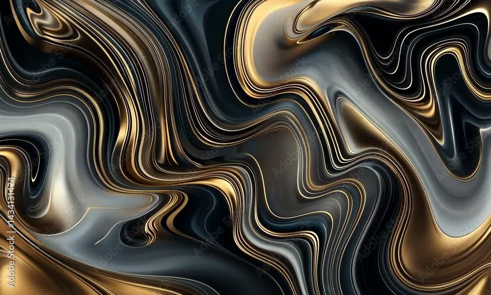 Poster mesmerizing golden liquid swirl patterns in fluid motion