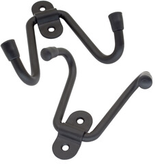 Metal rack of two coat hooks on white