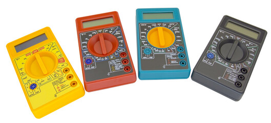 Digital  multimeters on a white