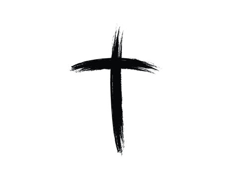 Black Cross Brush Strokes &ndash; Grunge Hand-Drawn Christian Symbol Art