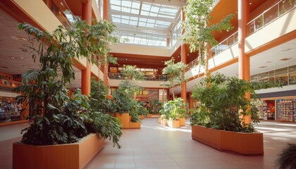 Naklejka premium Indoor shopping center with plants