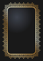 Floral rectangular golden frame. Festive design. Gold border with flowers. Frames vector