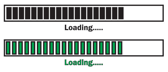 Loading bar icons set isolated on white background. Loading icon vector design template. Load Indicator Sign in black and green color vector illustration. downloading symbol. 
