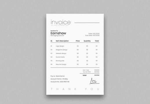 Invoice Design Template Clean and Professional Layout