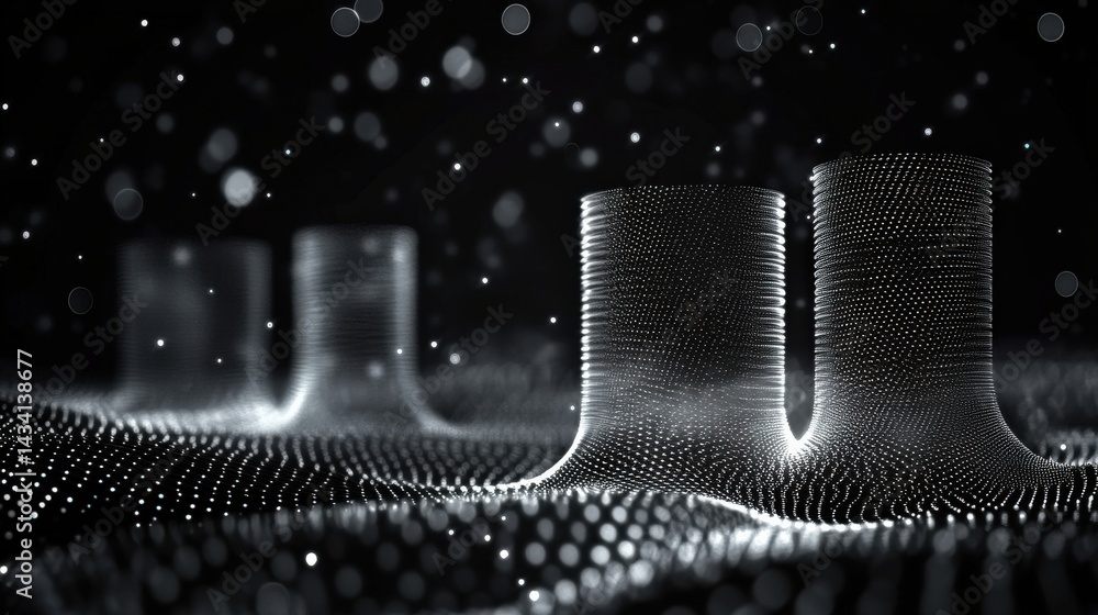 Aufkleber abstract digital structures on a wavy surface