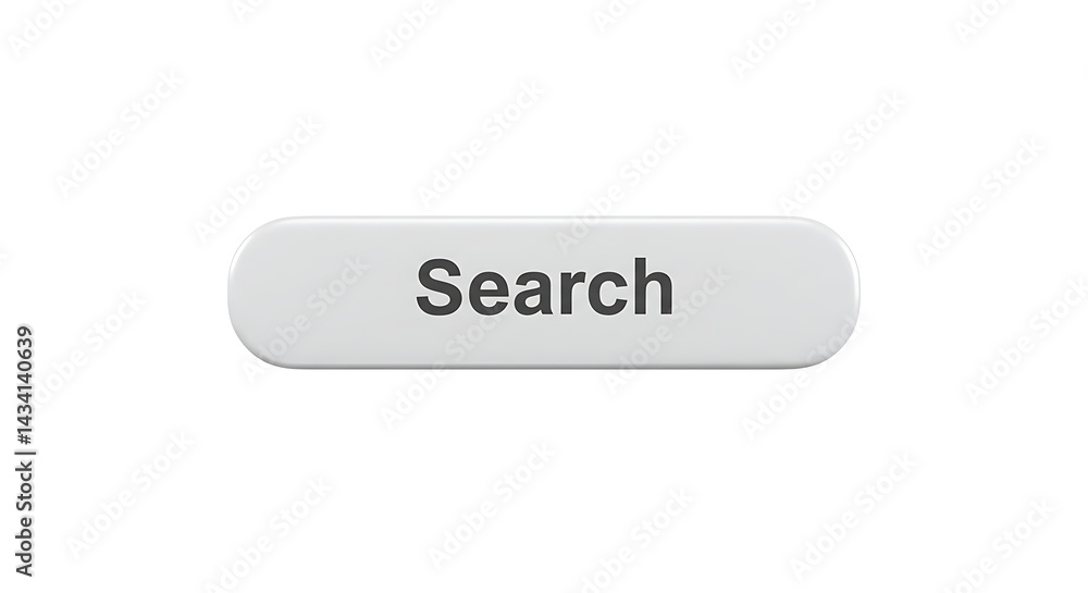 Poster a white search button with the word search in dark gray on a black background in the center of frame