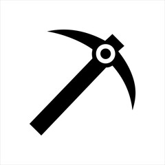 A minimalist depiction of a pickaxe, a classic symbol of mining, in a monochromatic style.