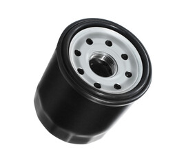 Oil filter side view isolated on transparent background.