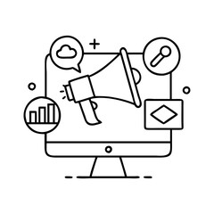 digital marketing icon, digital marketing line art - simple line art of digital marketing, perfect for digital marketing logos and icons