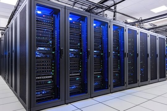 Server racks in a data center (2) - Powered by Adobe