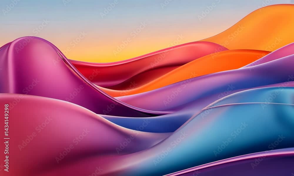 Poster vibrant abstract waves seamlessly flowing in colorful motion transition