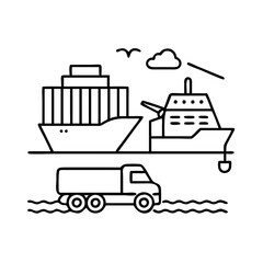 freight shipping icon, freight shipping line art - simple line art of freight shipping, perfect for freight shipping logos and icons