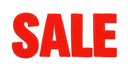 Glossy Red "SALE" Typography Prominently Displayed Against a Solid Black Backdrop, Creating a Bold, Eye-Catching Visual Announcement for Retail and Promotional Campaigns