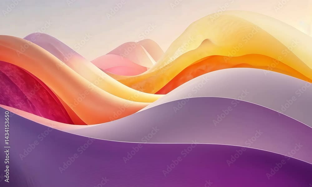 Poster colorful abstract wave patterns in fluid motion: surreal artistic landscape animation