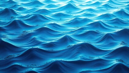 Obraz premium Interlocking ocean wave pattern, cool blue tones, flow, coastal