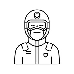 healthcare worker with ppe icon, healthcare worker with ppe line art - simple line art of healthcare worker with ppe, perfect for healthcare worker with ppe logos and icons