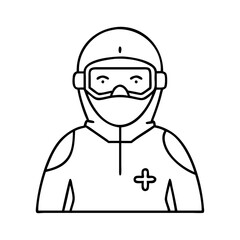 Obraz premium healthcare worker with ppe icon, healthcare worker with ppe line art - simple line art of healthcare worker with ppe, perfect for healthcare worker with ppe logos and icons