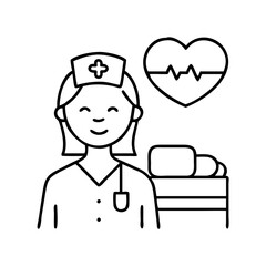 hospice nurse icon, hospice nurse line art - simple line art of hospice nurse, perfect for hospice nurse logos and icons
