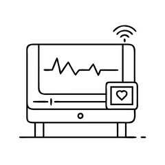 hospital bed monitor icon, hospital bed monitor line art - simple line art of hospital bed monitor, perfect for hospital bed monitor logos and icons