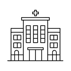 hospital building icon, hospital building line art - simple line art of hospital building, perfect for hospital building logos and icons