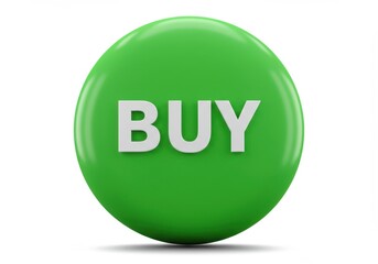 A green button with the word buy in white letters isolated on white background