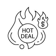 hot deal icon, hot deal line art - simple line art of hot deal, perfect for hot deal logos and icons