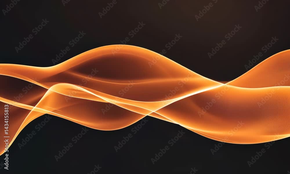 Poster dynamic flowing orange waves on black background capturing energy and movement