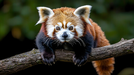 Red Panda On Branch Portrait