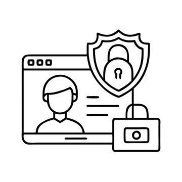 online security concept: person, shield, lock clip art preview