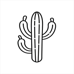 Cactus Illustration for Coloring Books Black and White Line Art