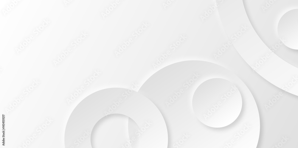 Poster abstract white monochrome vector background. minimal white abstract background with circular line pa