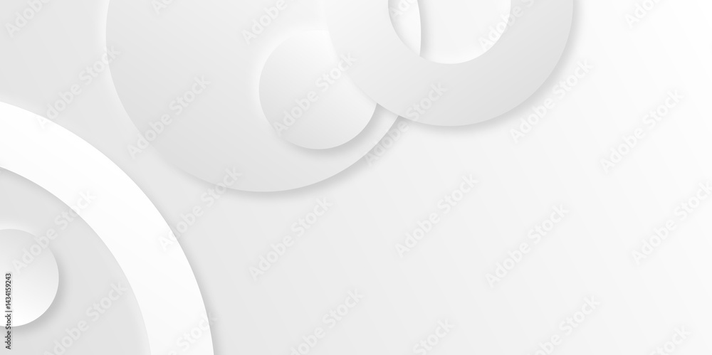 Poster abstract white monochrome vector background. minimal white abstract background with circular line pa