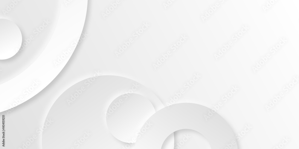 Poster abstract white monochrome vector background. minimal white abstract background with circular line pa