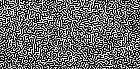 Abstract truing organic wallpaper Turing reaction diffusion monochrome seamless pattern with chaotic motion. Generative algorithm psychedelic background. Reaction-diffusion or truing pattern formation