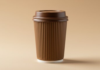 Brown coffee cup with lid isolated on white background