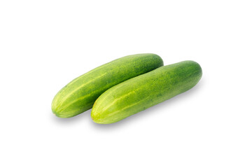 Two Fresh Green Cucumbers Isolated on White