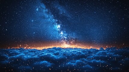 Fototapeta premium Celestial City Above the Clouds at Night