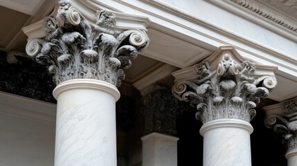 Classic white marble columns with intricate capitals